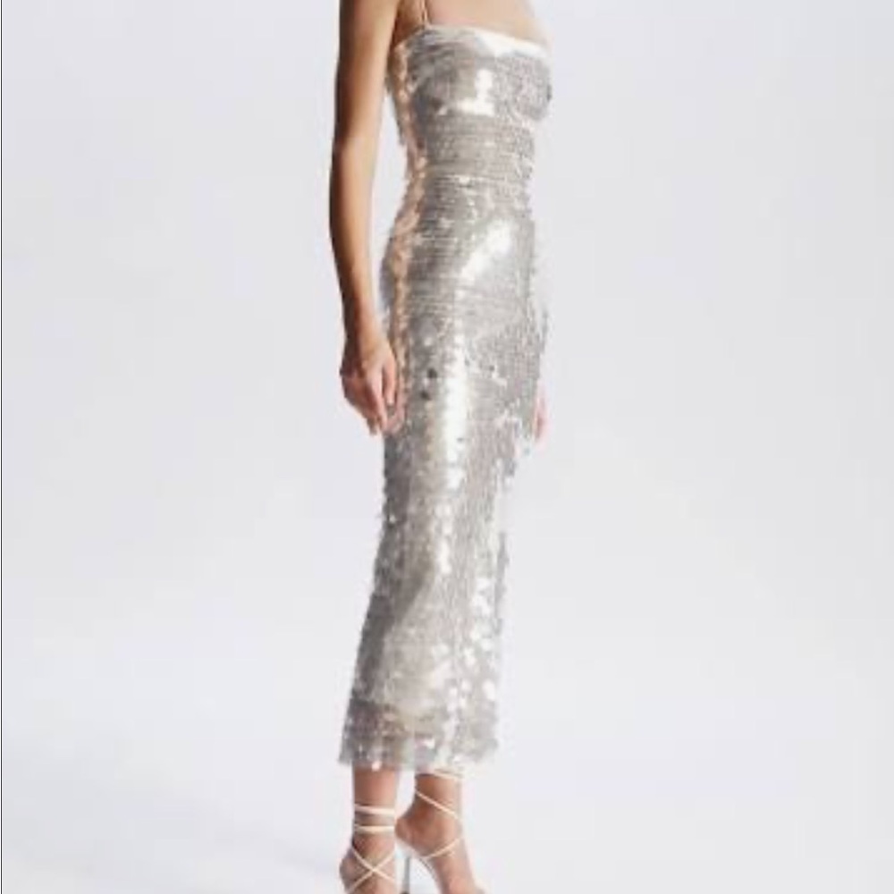 Glamorous Strapless Silver Sequin Dress